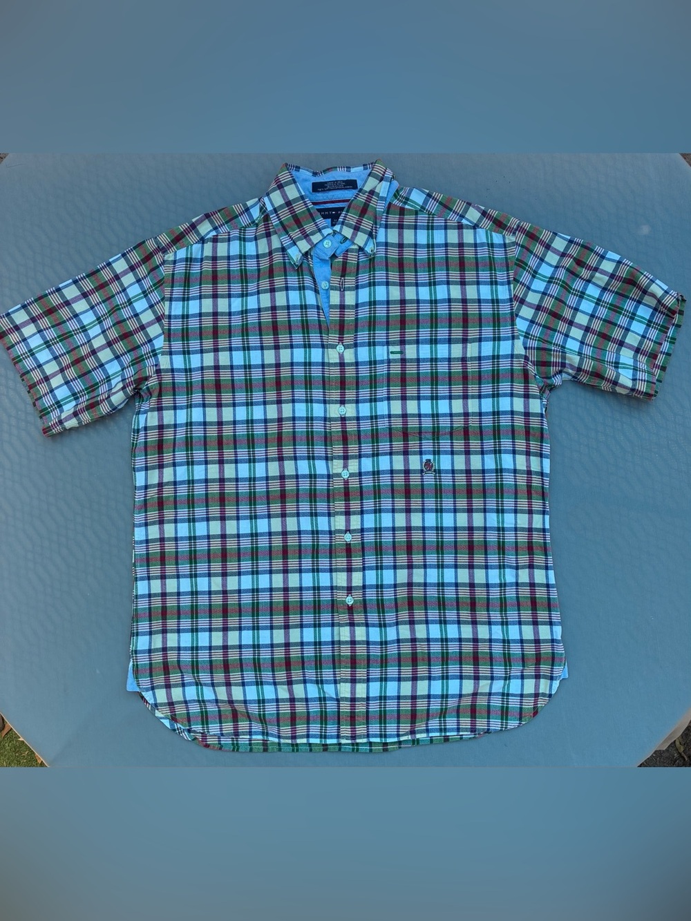 Tommy Hilfiger Men's Short-Sleeve Plaid Button-Down - Blue, Green & Red